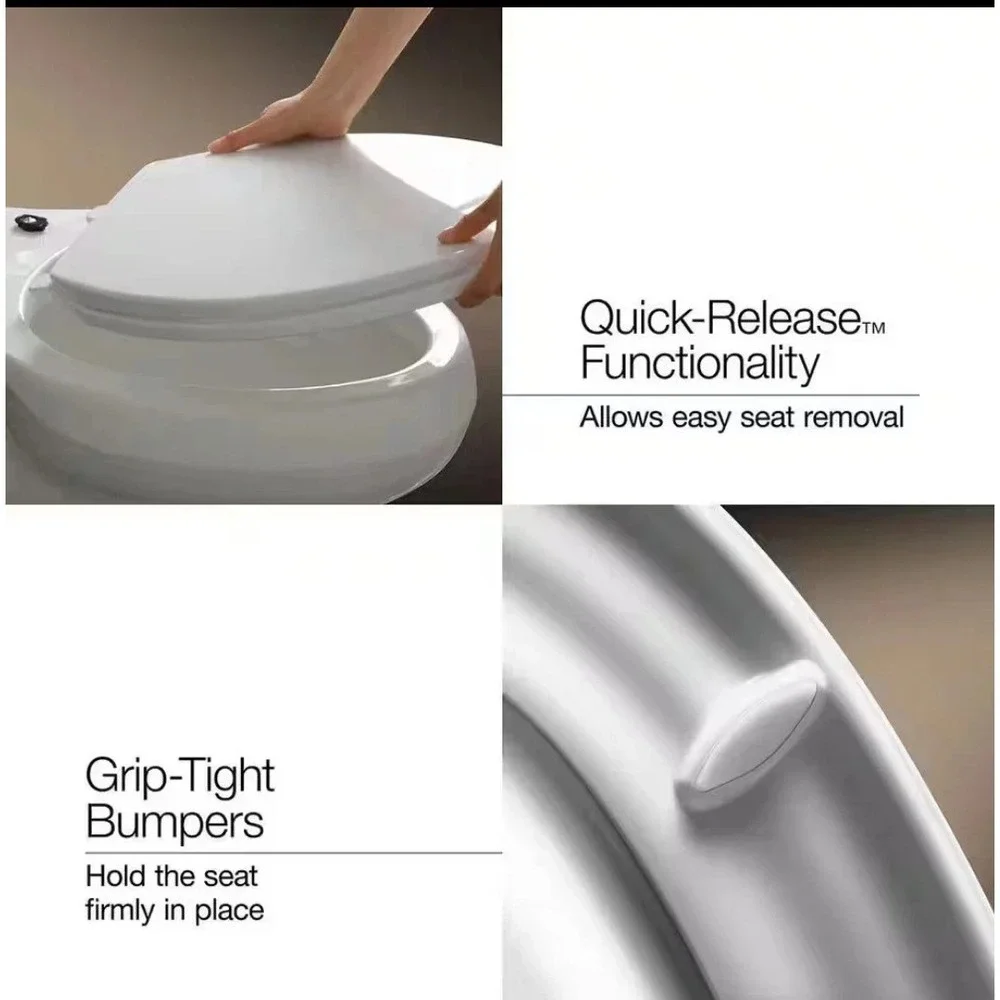 KOHLER 4774-96 Brevia Elongated Toilet Seat with Quick-Release Hinges, Biscuit